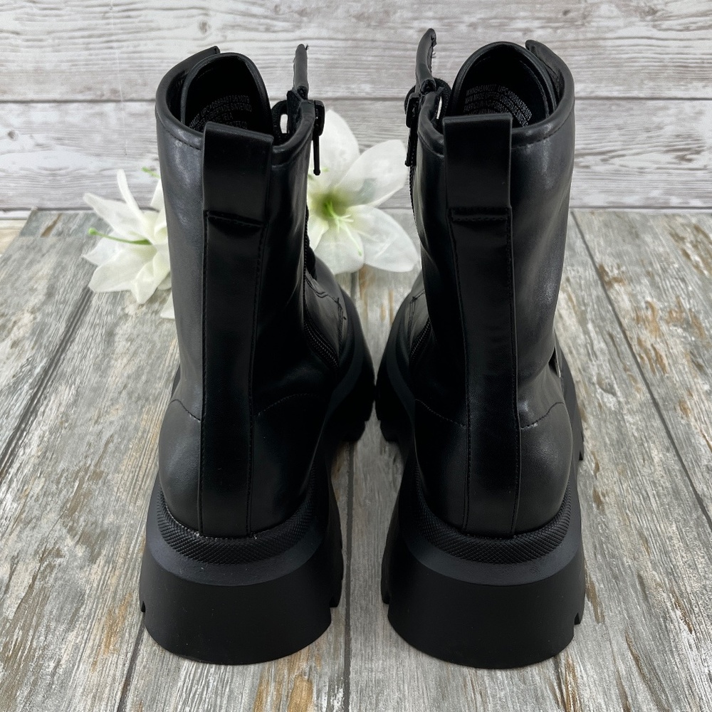 Lug Sole Combat Moto Boots Shoes Black Size 7 - Picture 5 of 11